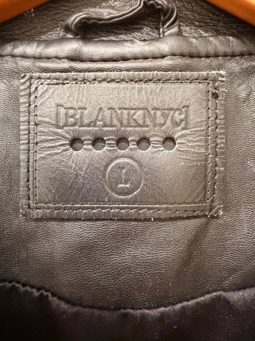 Blank NYC Black Faux Leather Moto Jacket Size Large Biker Zip Jacket - Picture 3 of 5